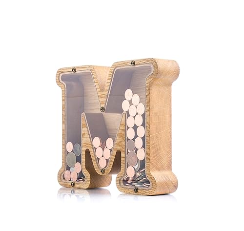 Personalized Wooden Letter M Piggy Bank 