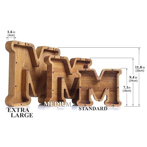 Personalized Wooden Letter M Piggy Bank 