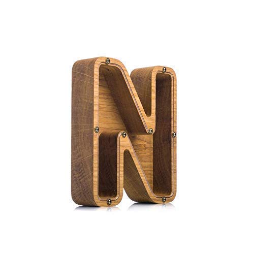 Personalized Wooden Letter N Piggy Bank 