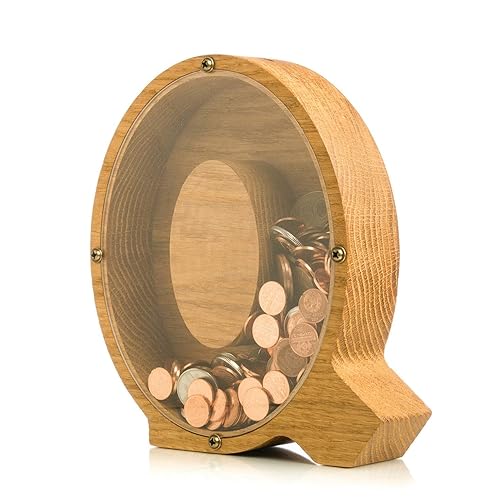 Personalized Wooden Letter Q Piggy Bank 