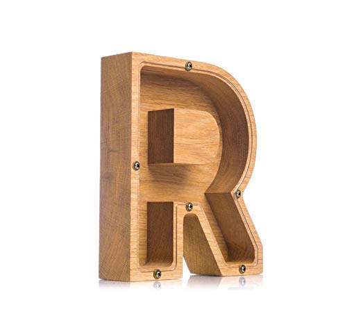Personalized Wooden Letter R Piggy Bank 