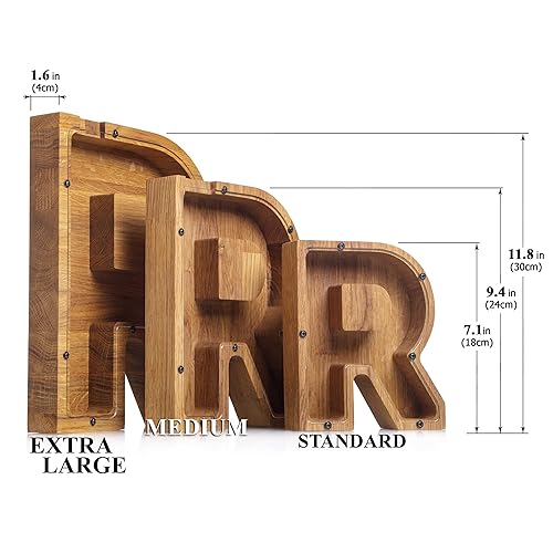 Personalized Wooden Letter R Piggy Bank 
