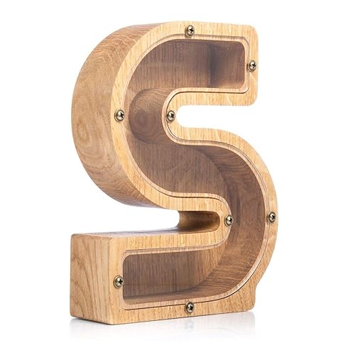 Personalized Wooden Letter S Piggy Bank