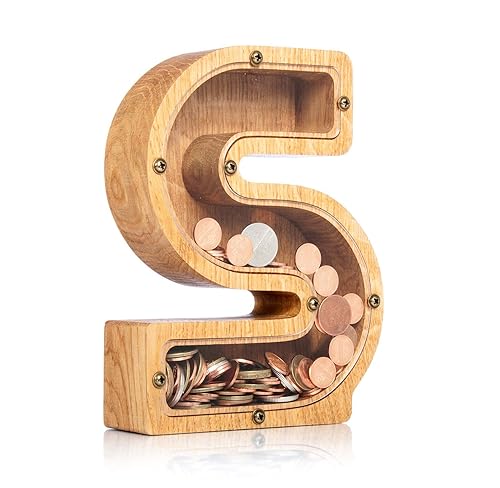 Personalized Wooden Letter S Piggy Bank