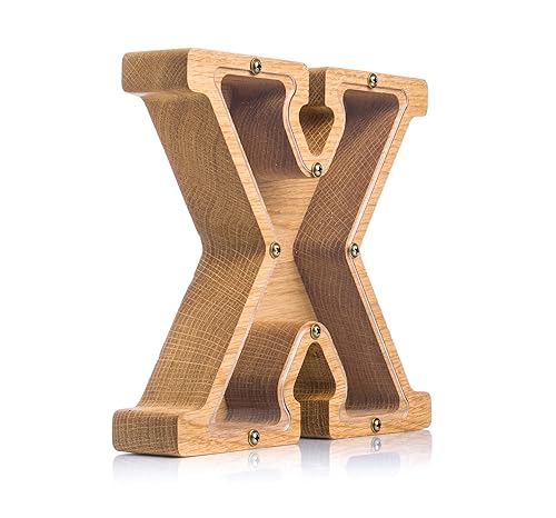 Personalized Wooden Letter X Piggy Bank 