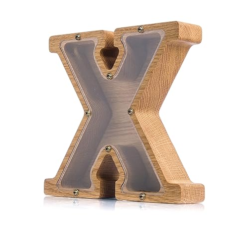 Personalized Wooden Letter X Piggy Bank 