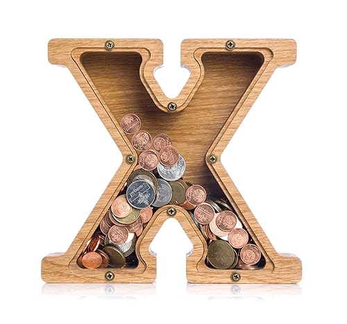 Personalized Wooden Letter X Piggy Bank 