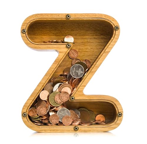 Personalized Wooden Letter Z Piggy Bank 