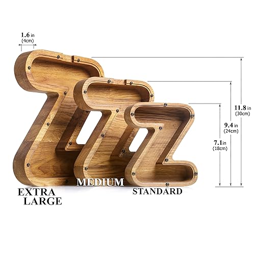 Personalized Wooden Letter Z Piggy Bank 