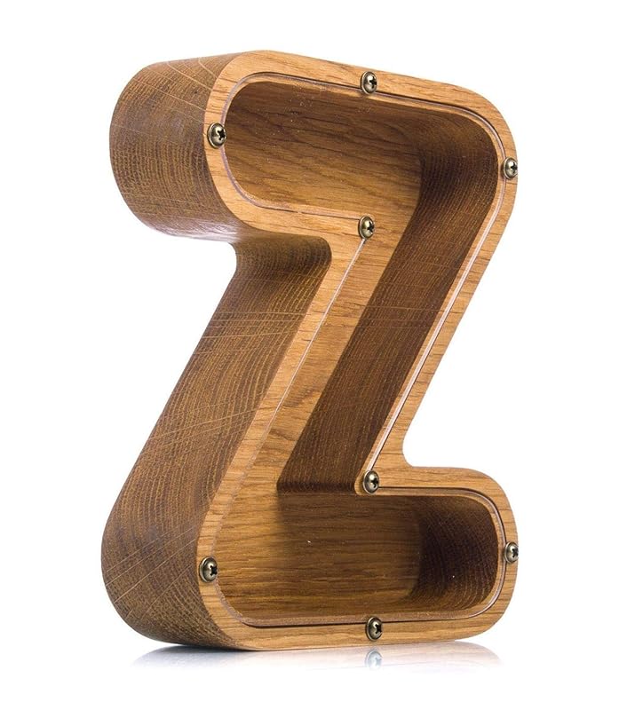 Personalized Wooden Letter Z Piggy Bank 