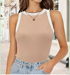 Sleeveless Ribbed Tank Top