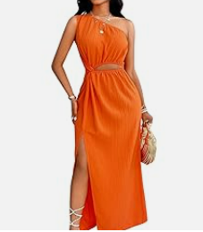 One-Shoulder Orange Dress