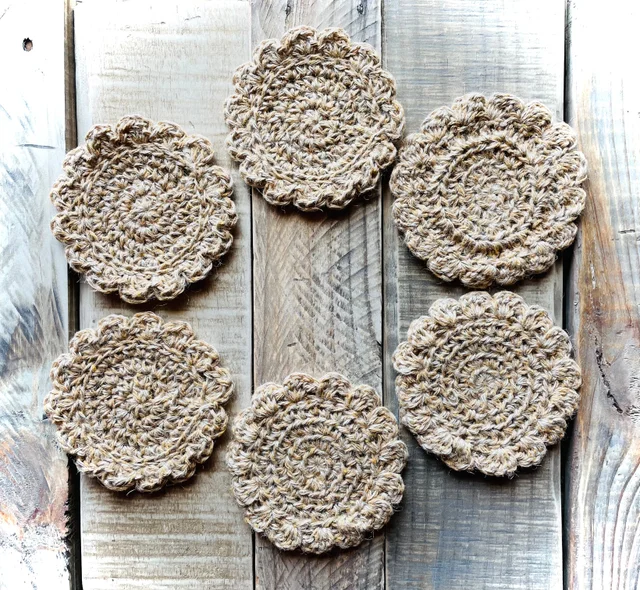 Coaster Crochet, Round JUTA Sisal