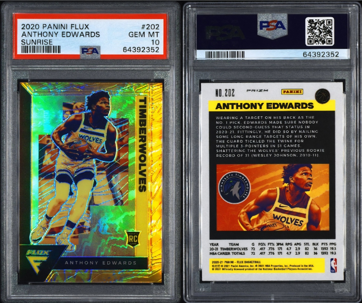 2020-21 Panini Flux Anthony Edwards SUNRISE RC SSP PSA 10 Rare Case Hit Gem Mint