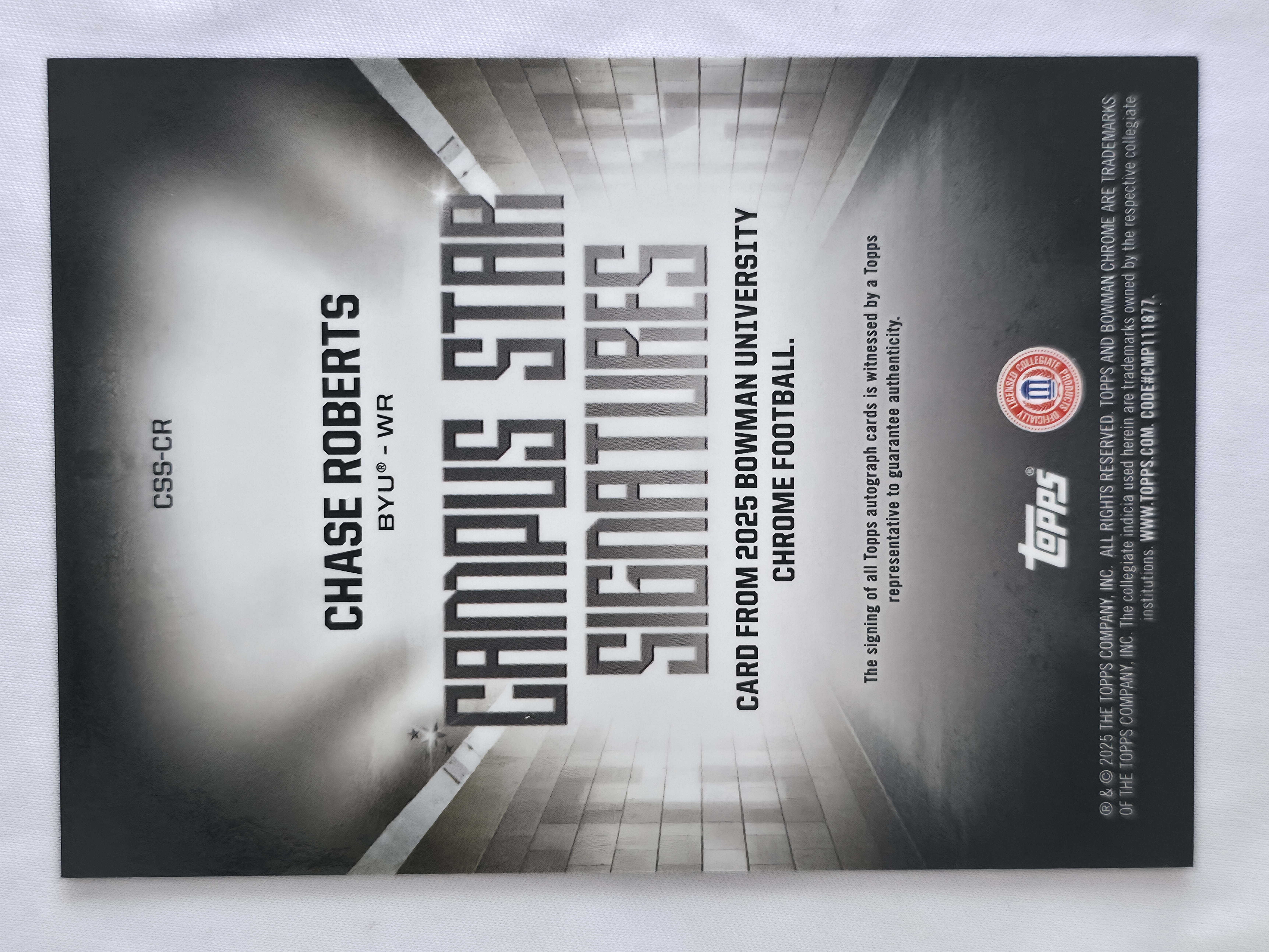 2025 Bowman U Chrome Chase Roberts Campus Star Signatures Autograph 