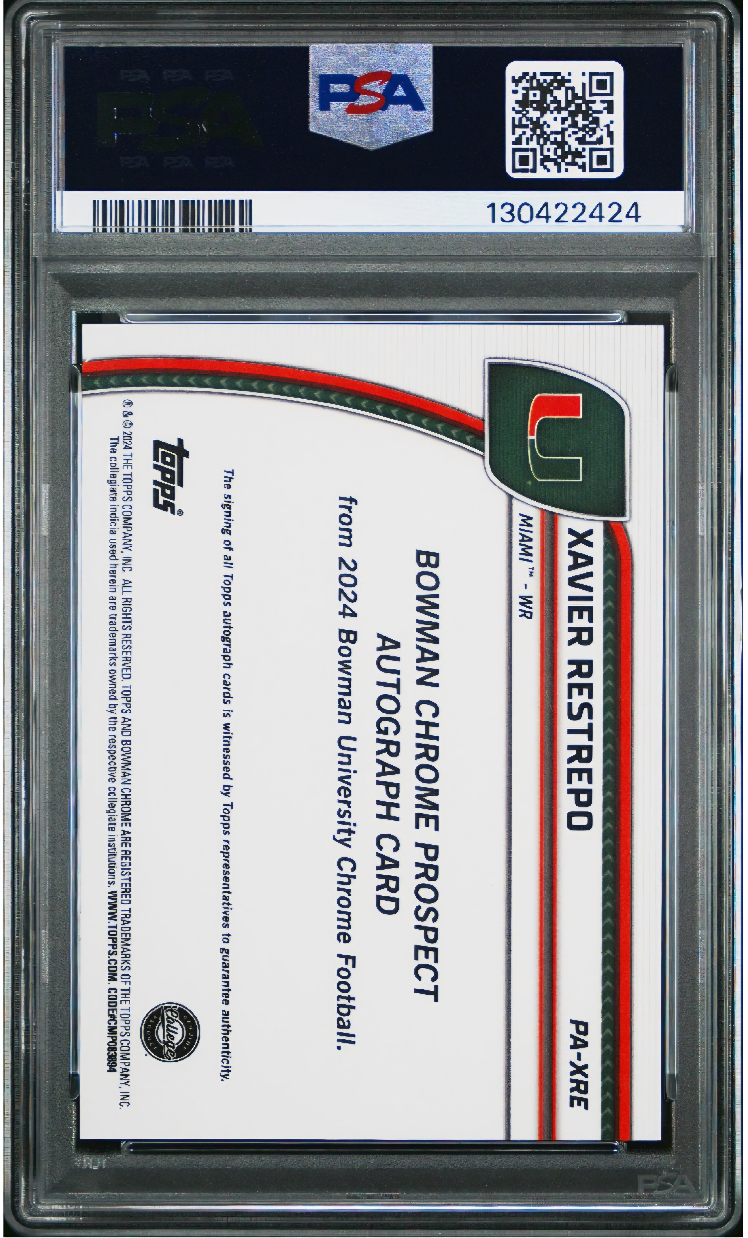 2024 Bowman U Chrome Xavier Restrepo Stealth Refractor Auto /24 PSA 10