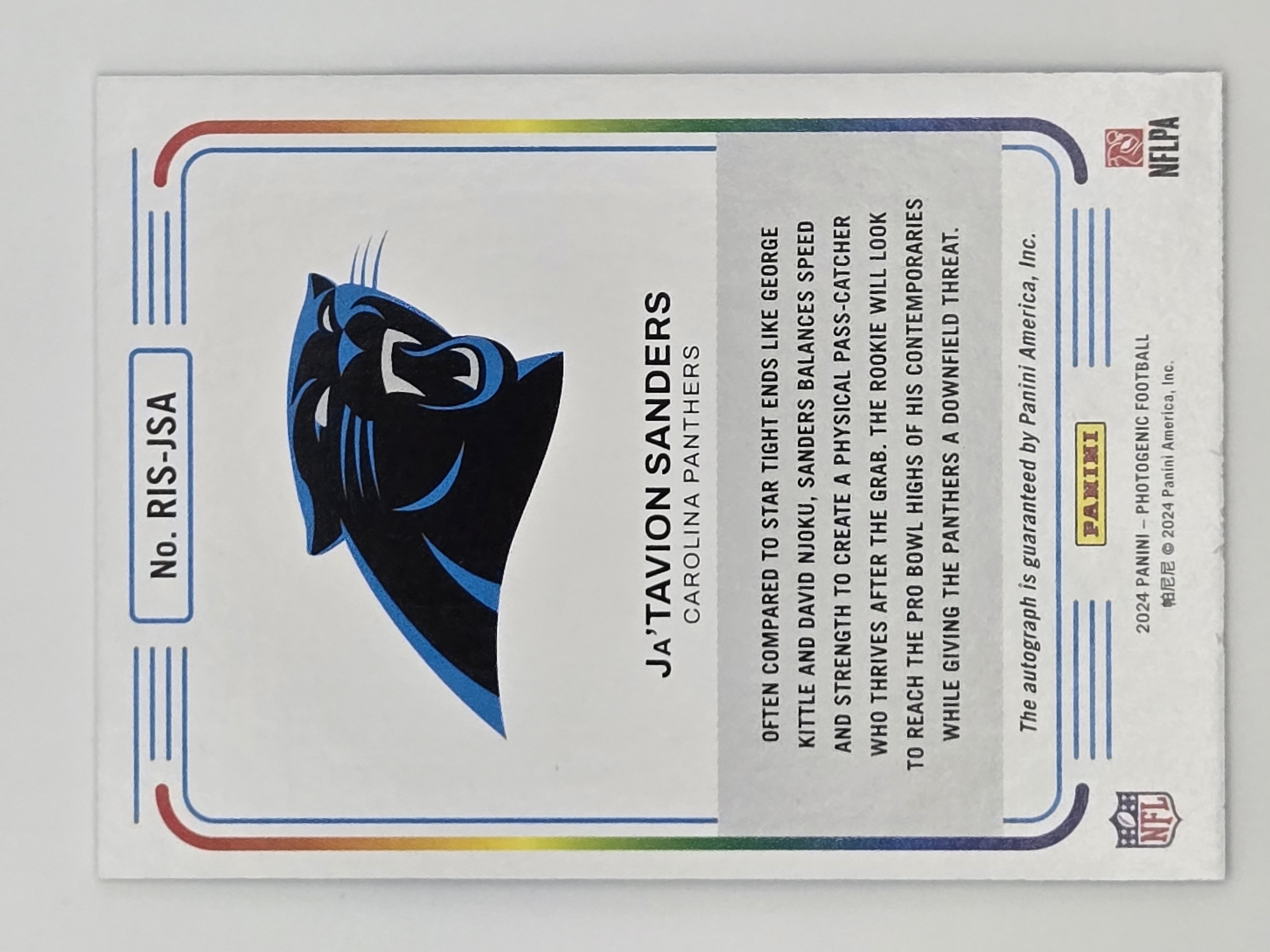 2024 Photogenic Football Rookie Instants Signatures Auto Ja'Tavion Sanders 20/25