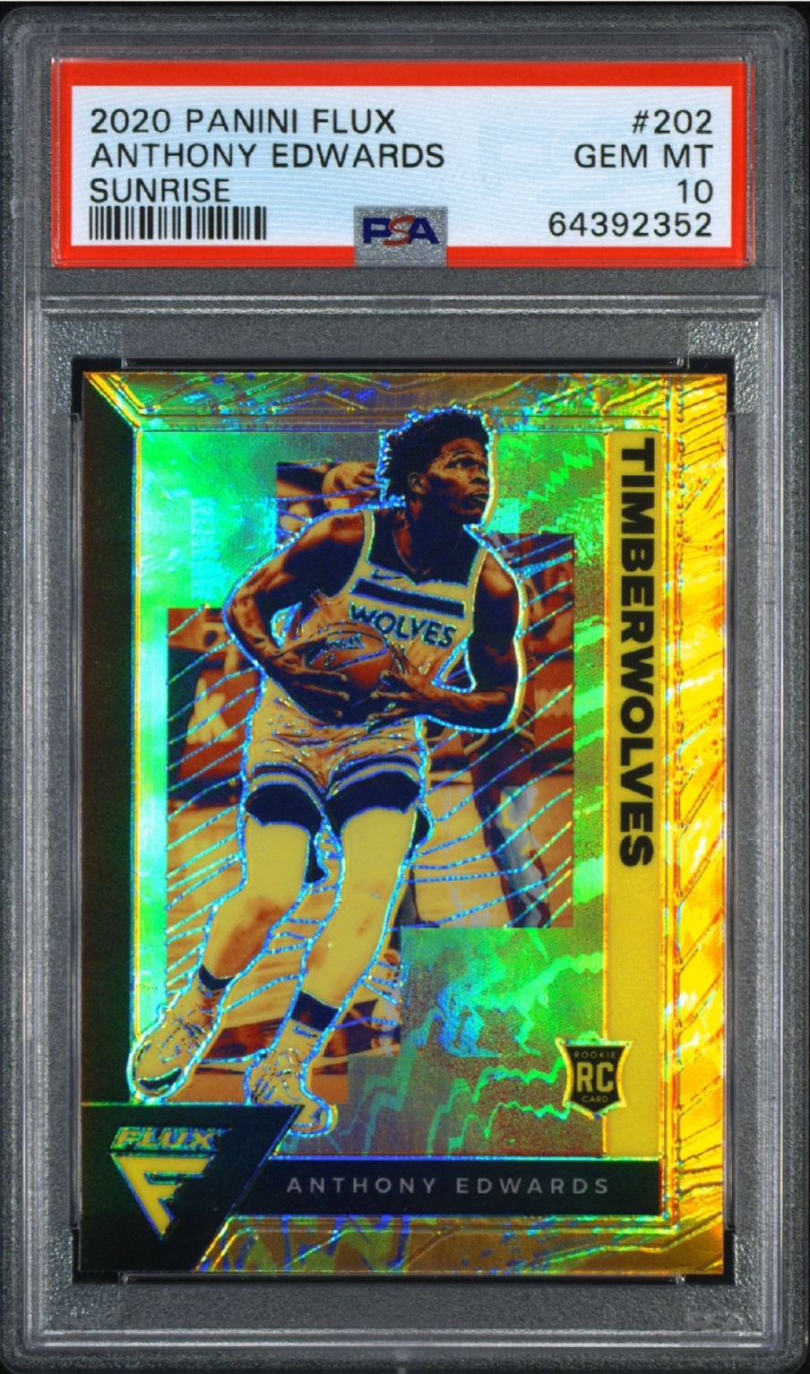 2020-21 Panini Flux Anthony Edwards SUNRISE RC SSP PSA 10 Rare Case Hit Gem Mint
