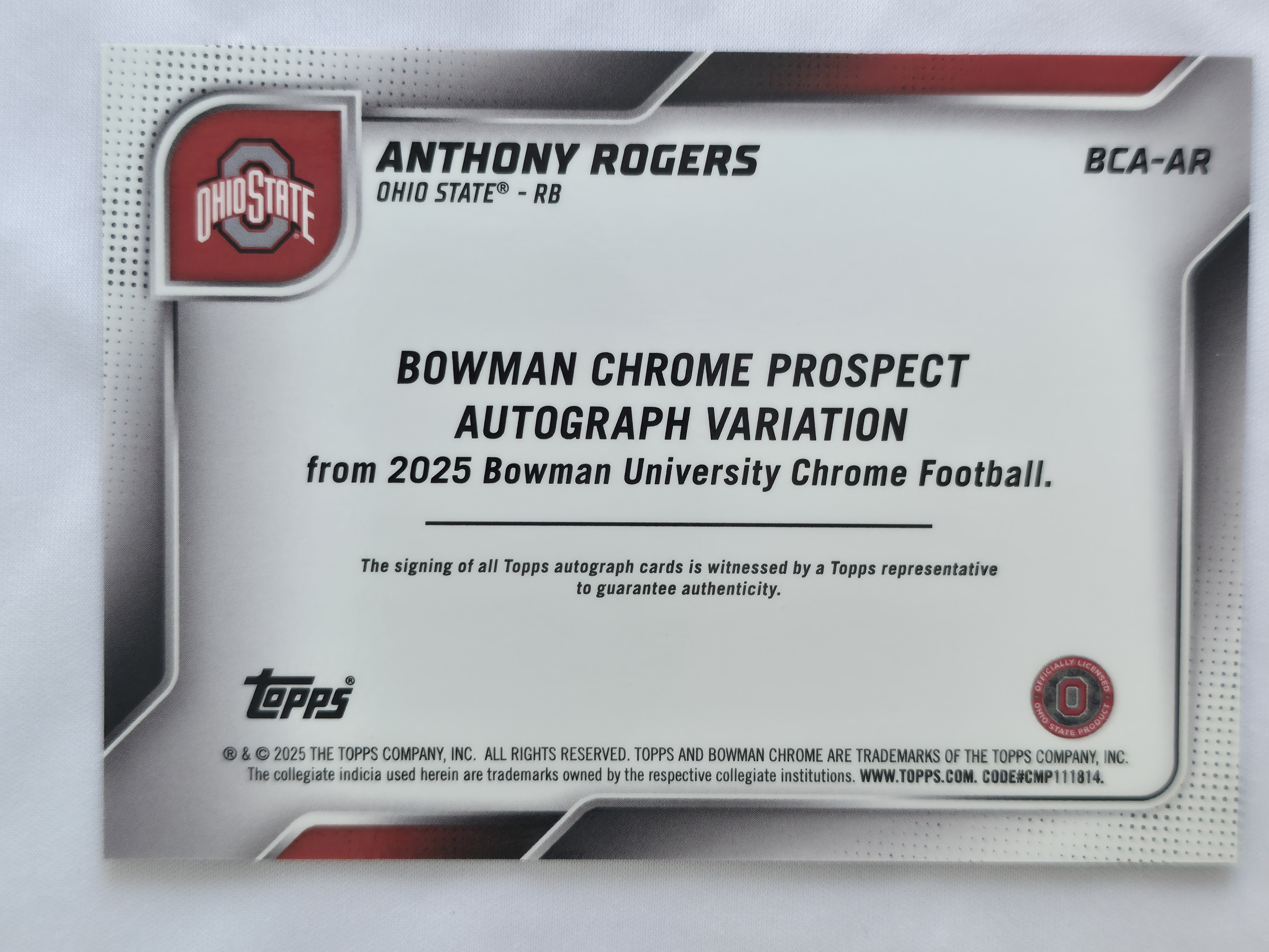 2025 Bowman U Chrome Anthony Rogers Autograph 1st 