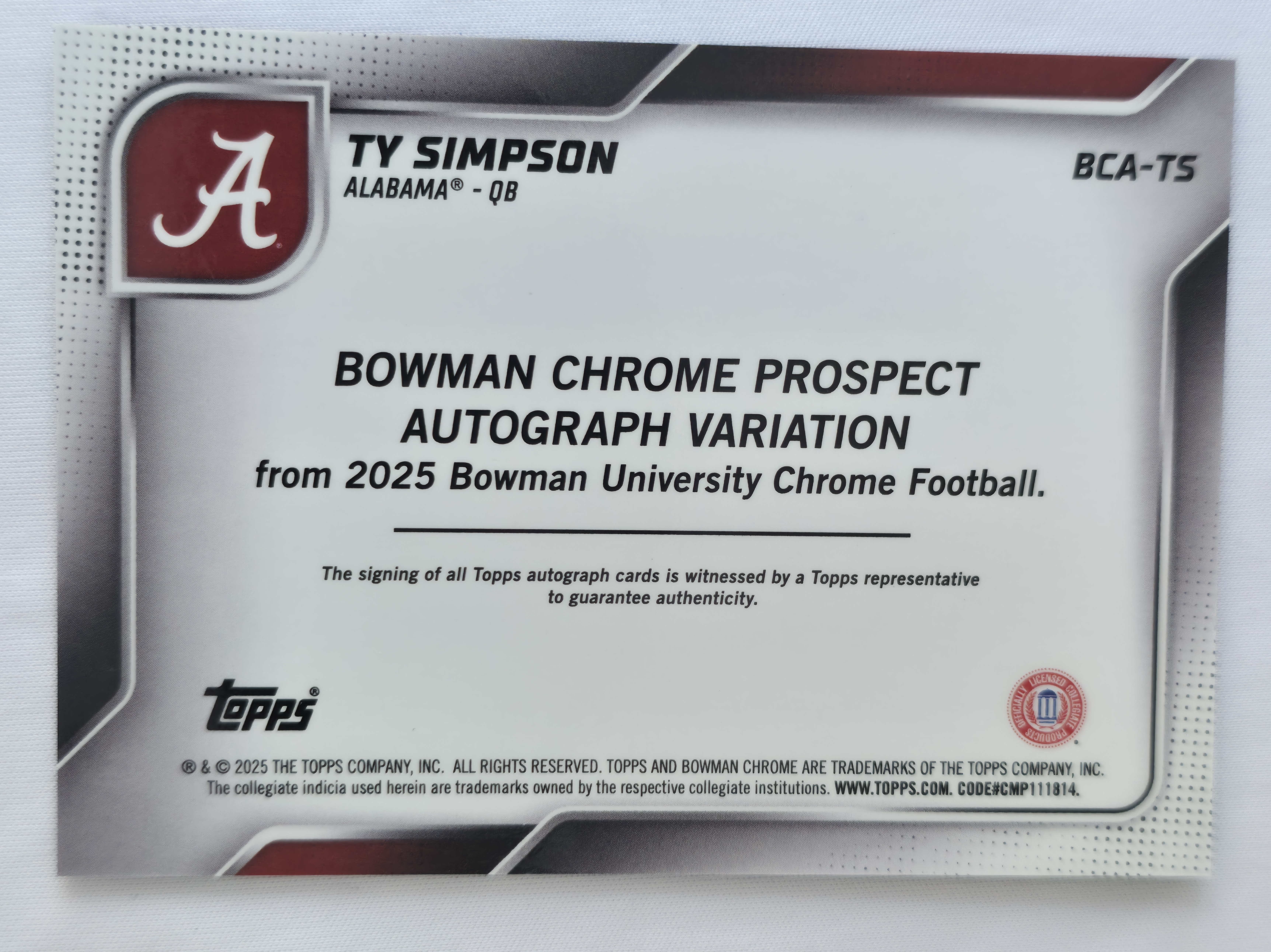 2025 Bowman U Chrome Ty Simpson Prospect Autograph 