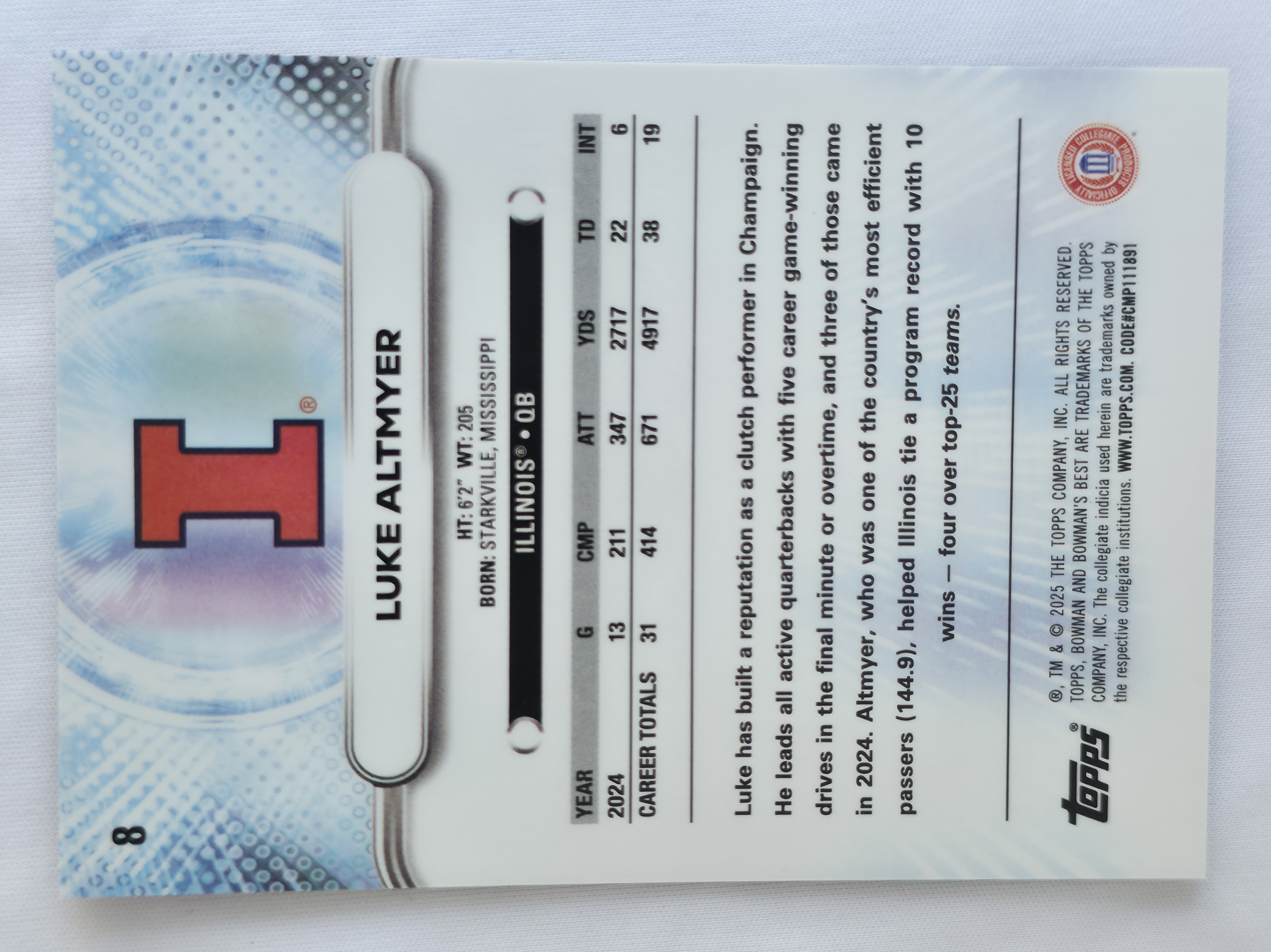 2025 Bowman U Best Luke Altmyer Yellow Refractor 231/250