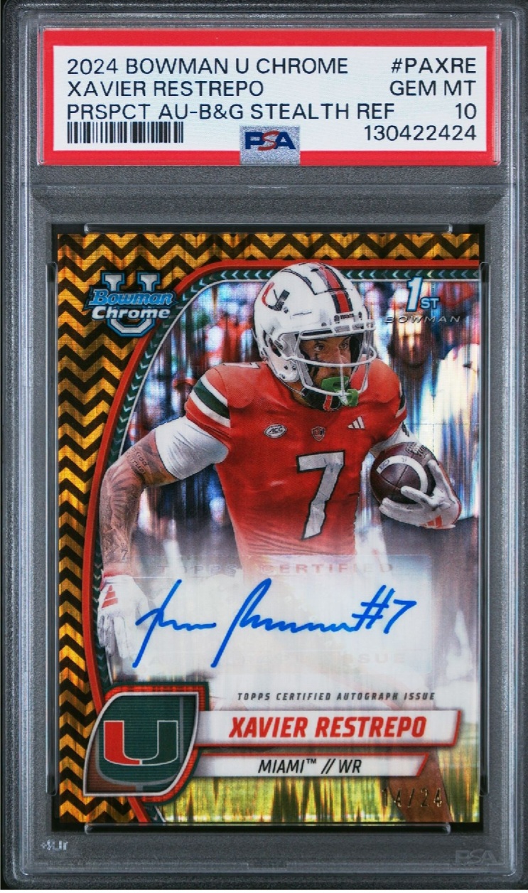 2024 Bowman U Chrome Xavier Restrepo Stealth Refractor Auto /24 PSA 10