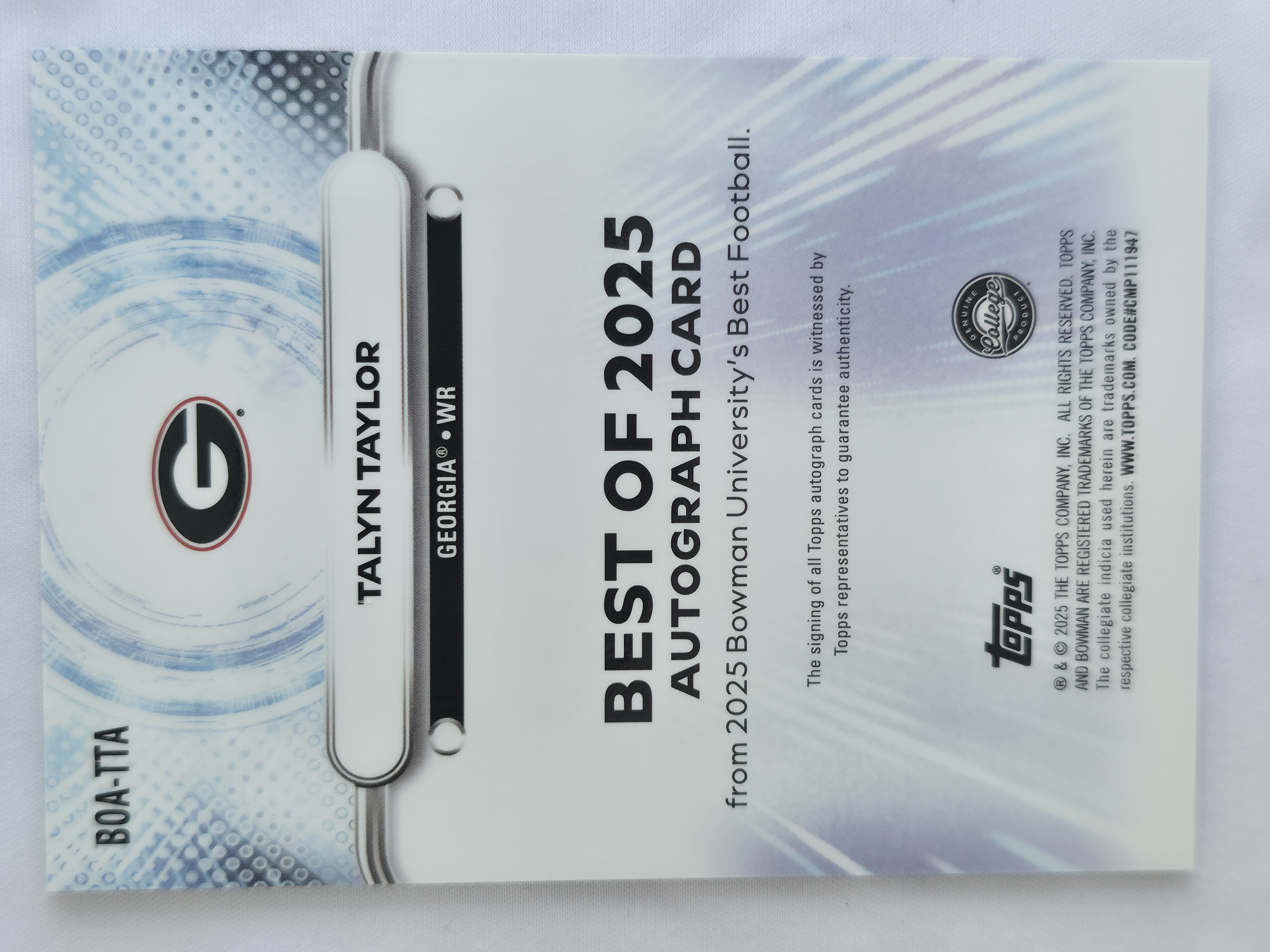 2025 Bowman U Best Talyn Taylor Refractor Autograph 