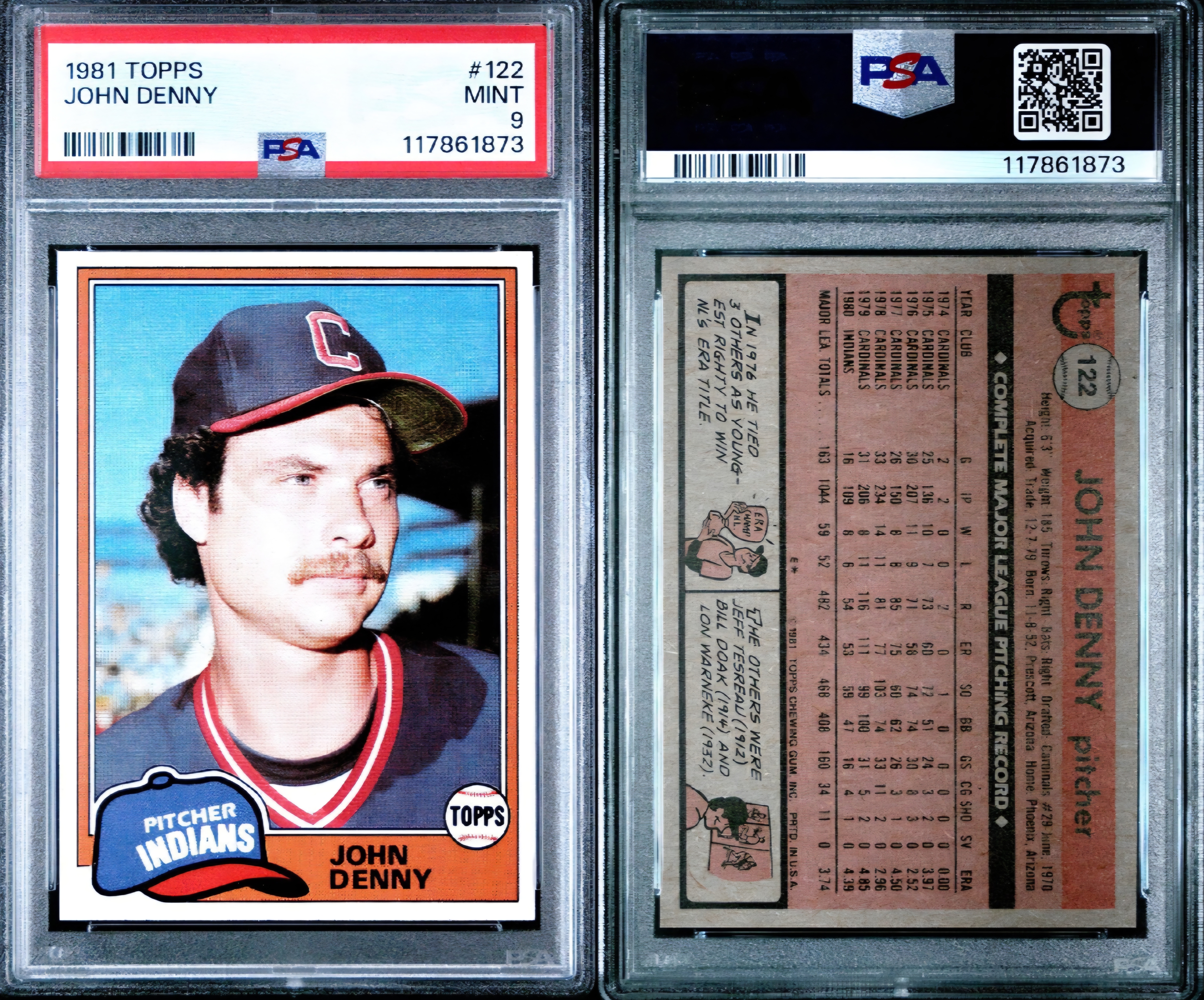 1981 Topps John Denny PSA 9