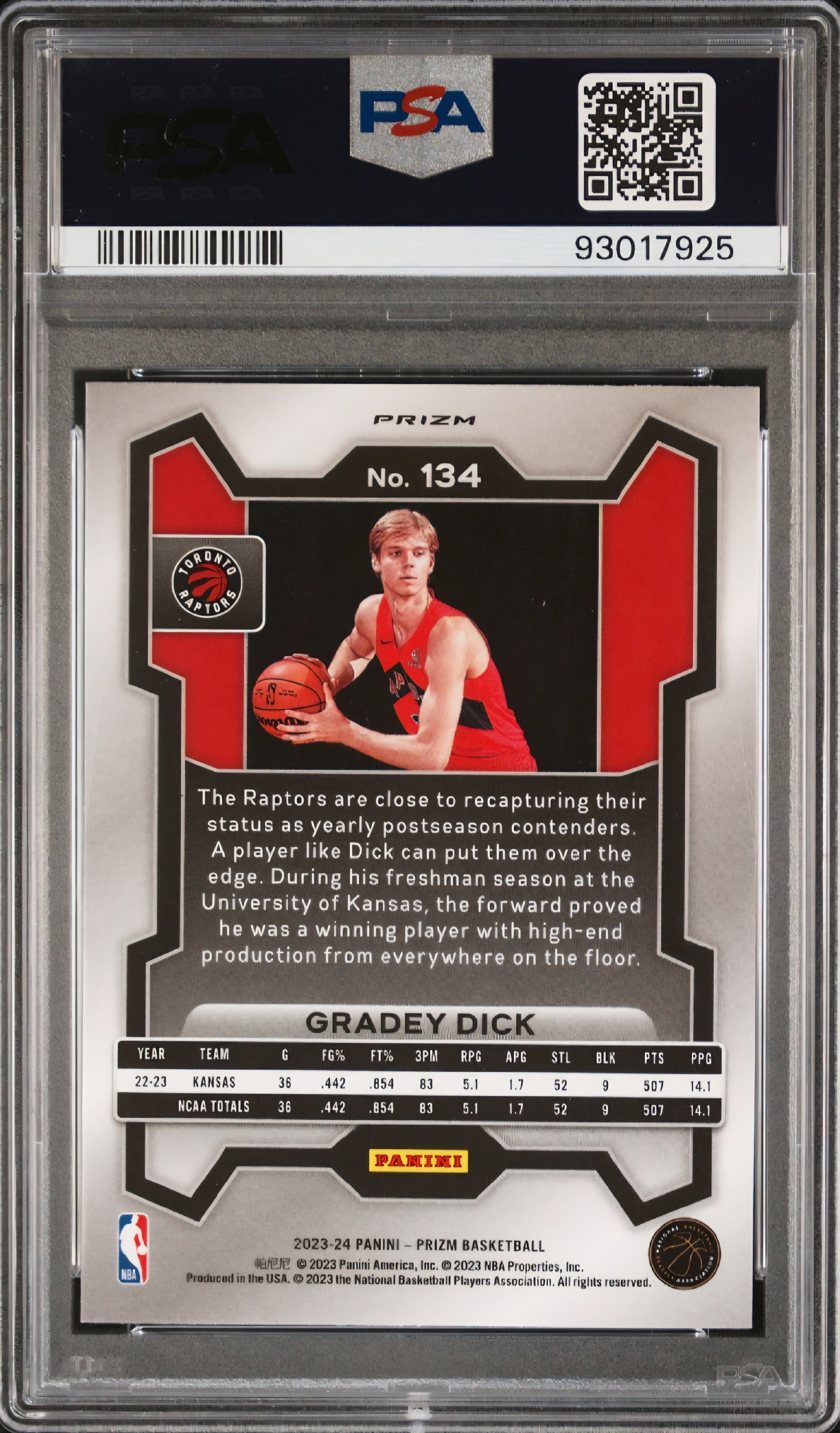 2023 Panini Prizm Gradey Dick Silver PSA 10