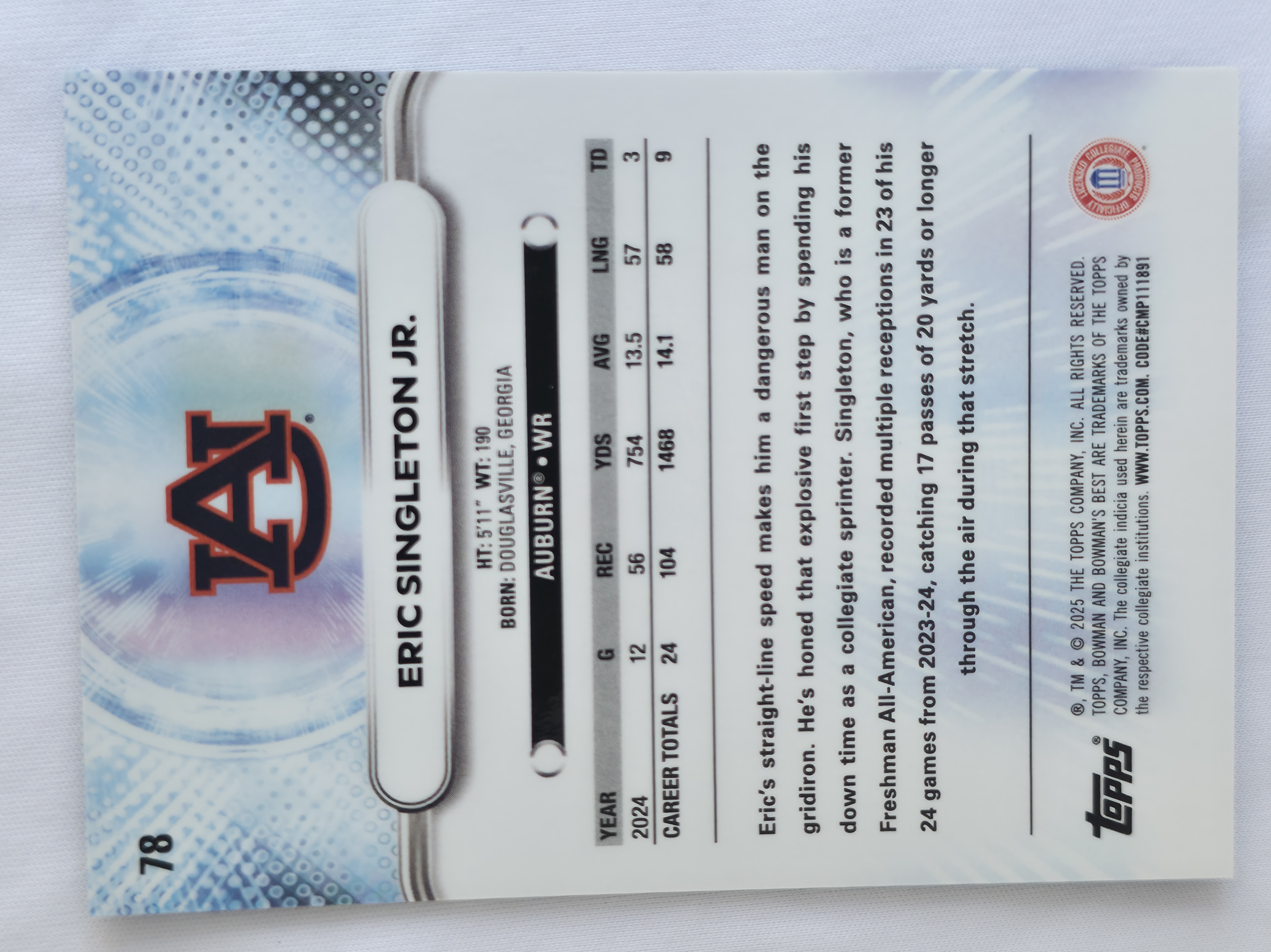 2025 Bowman U Best Eric Singleton Jr Yellow Refractor 22/250