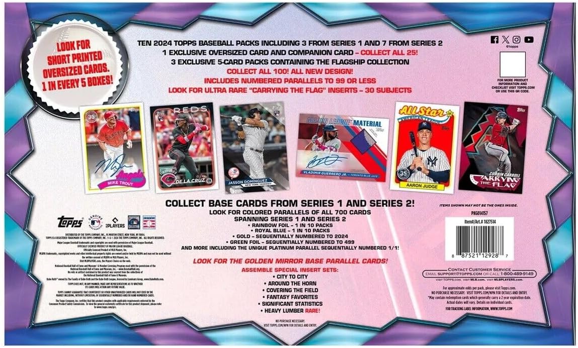 2024 Topps Series 1 & 2 Baseball The Flagship Collection Trading Card Super Box 13 Pack Plus Oversized Card