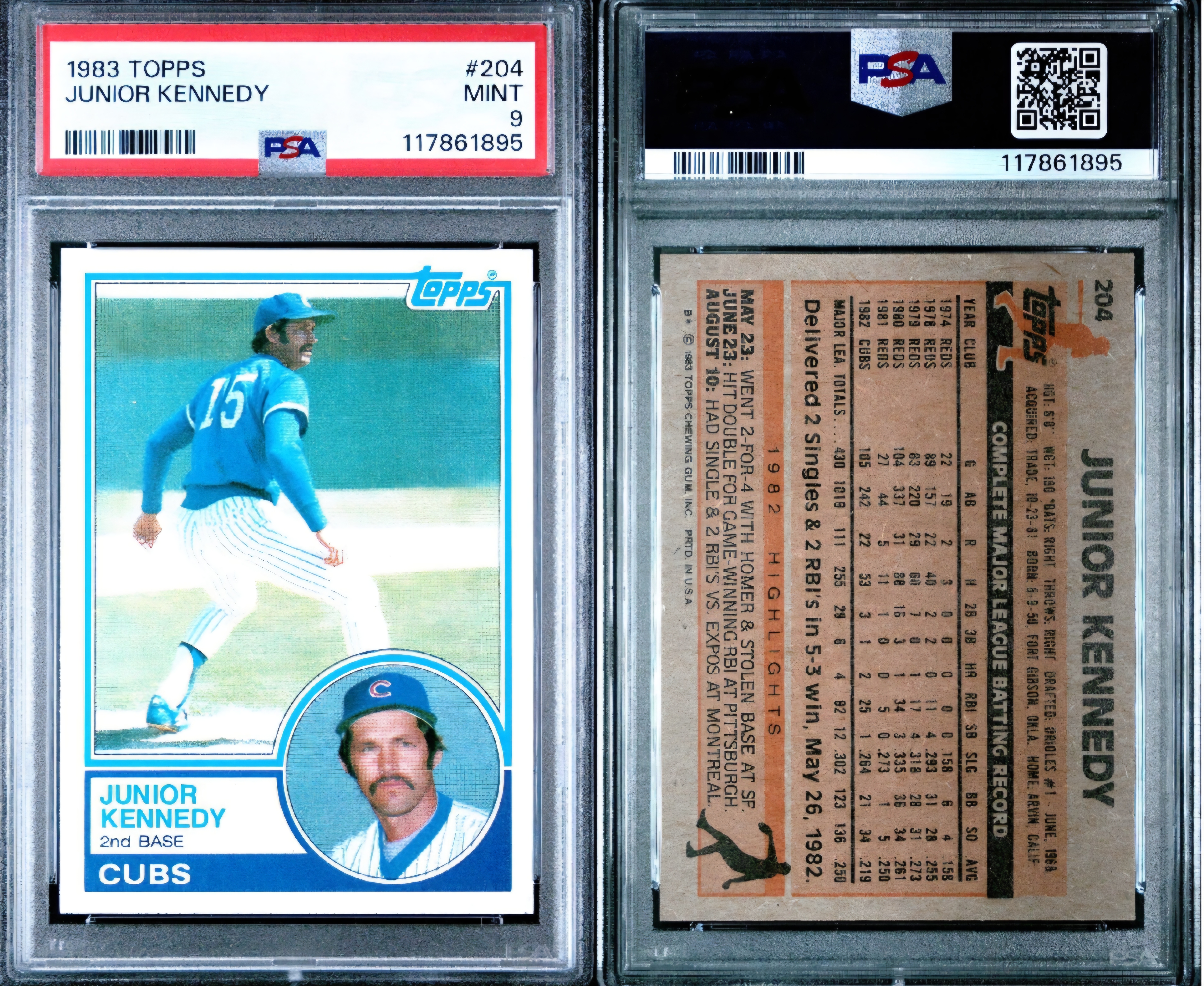 1983 Topps Junior Kennedy PSA 9