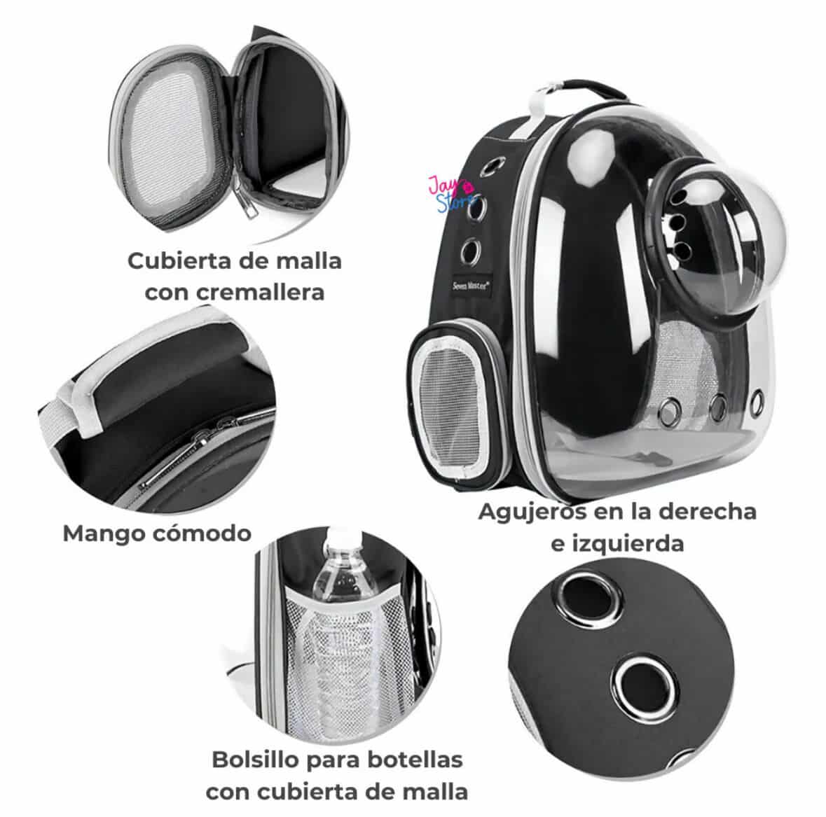 Mochila transportadora para mascotas tipo cápsula