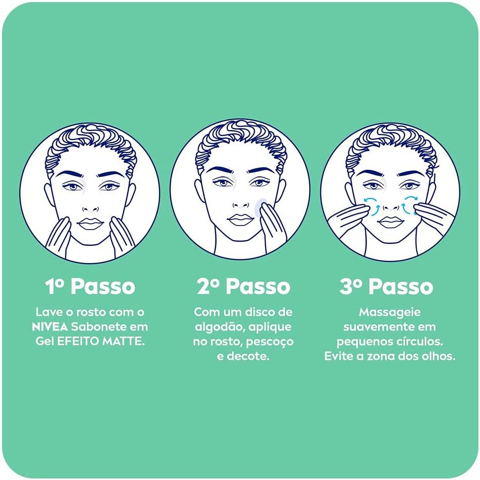 NIVEA Tônico Facial Controle do Brilho - Remove profundamente as impurezas, ajuda a controlar a oleosidade, contém vitamina B5 e é livre de álcool etílico em sua fórmula - 200ml