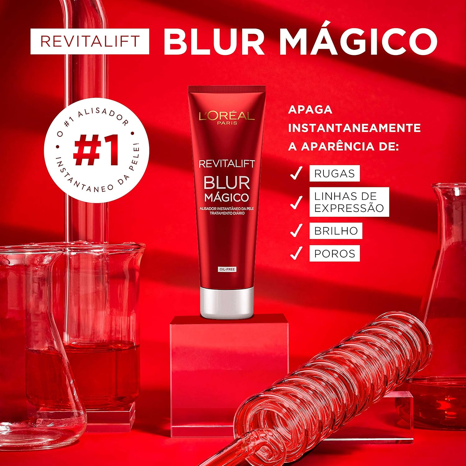L'Oréal Paris Primer Blur Mágico Revitalift, Textura Oil-Free, Pele lisa e Acabamento Fosco, 27g