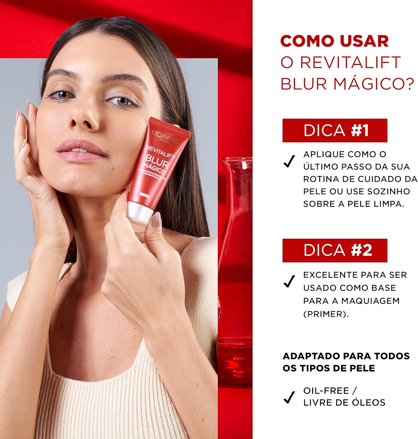 L'Oréal Paris Primer Blur Mágico Revitalift, Textura Oil-Free, Pele lisa e Acabamento Fosco, 27g