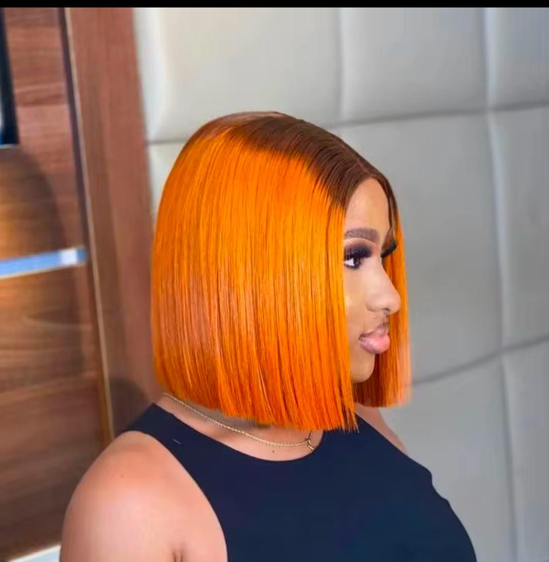 Perruque Carré Orange Flamboyant – Coupe Droite