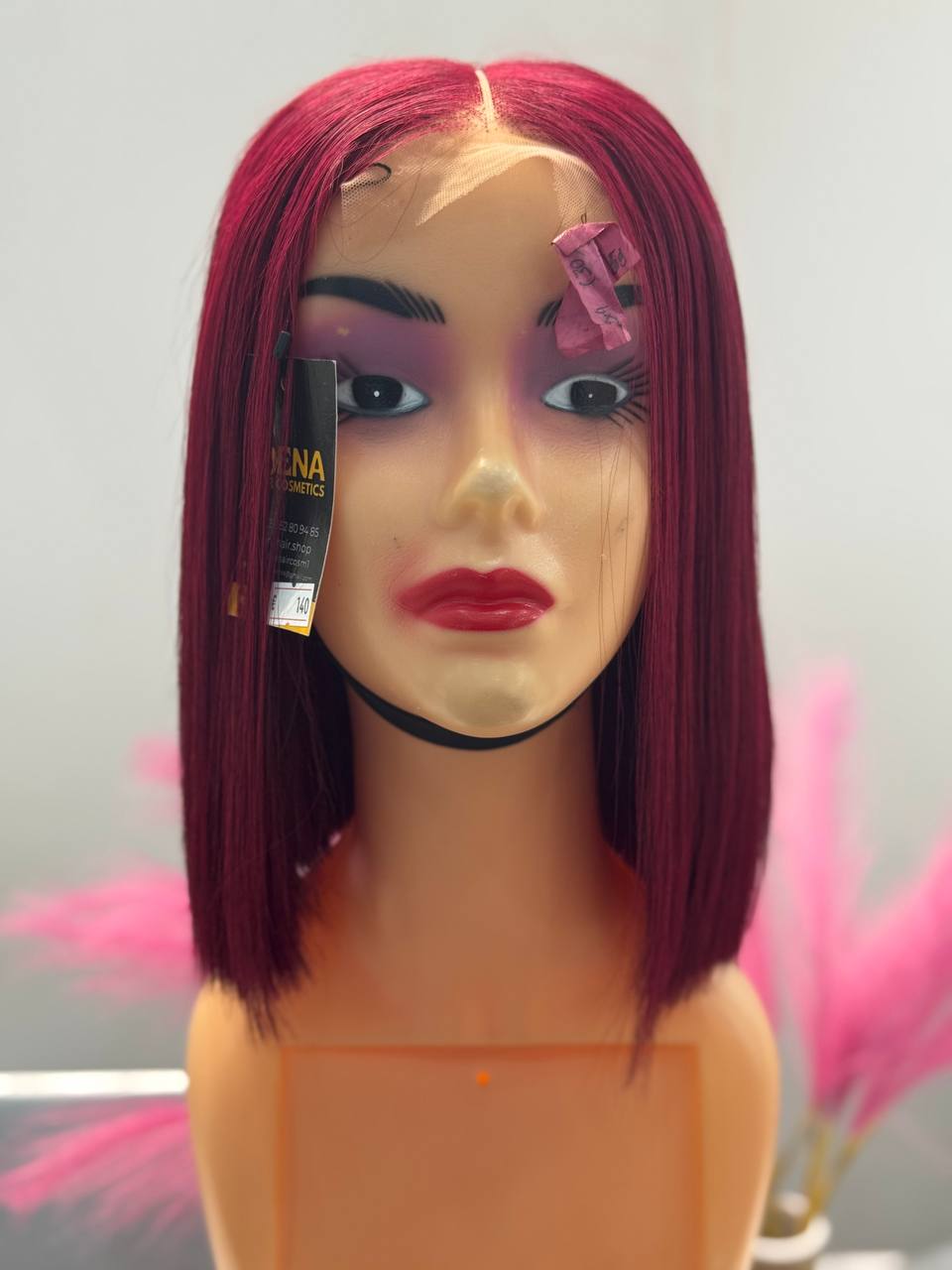 Perruque carré mi-long bordeaux