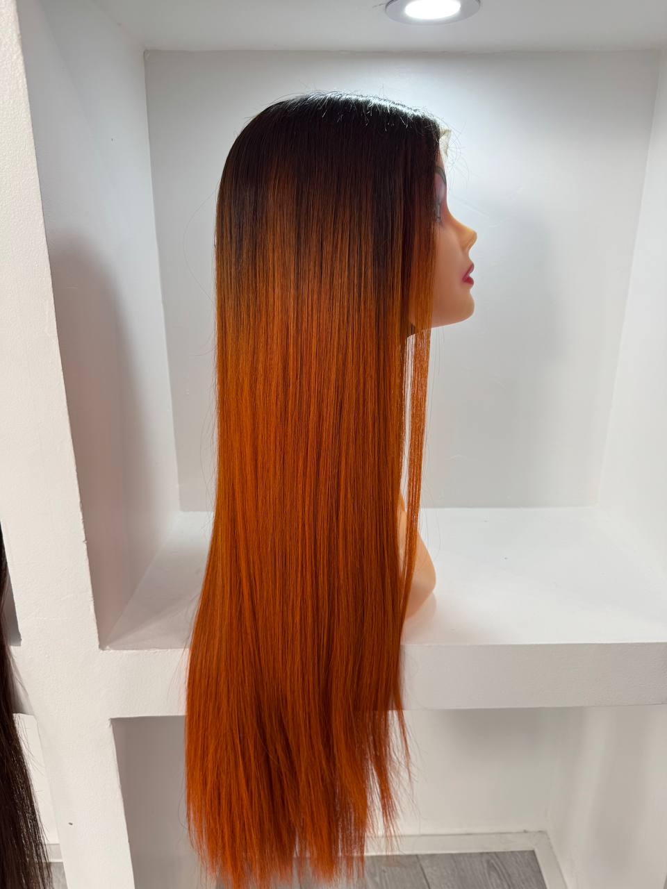Perruque Vietnamienne, lisse longue couleur cuivrée