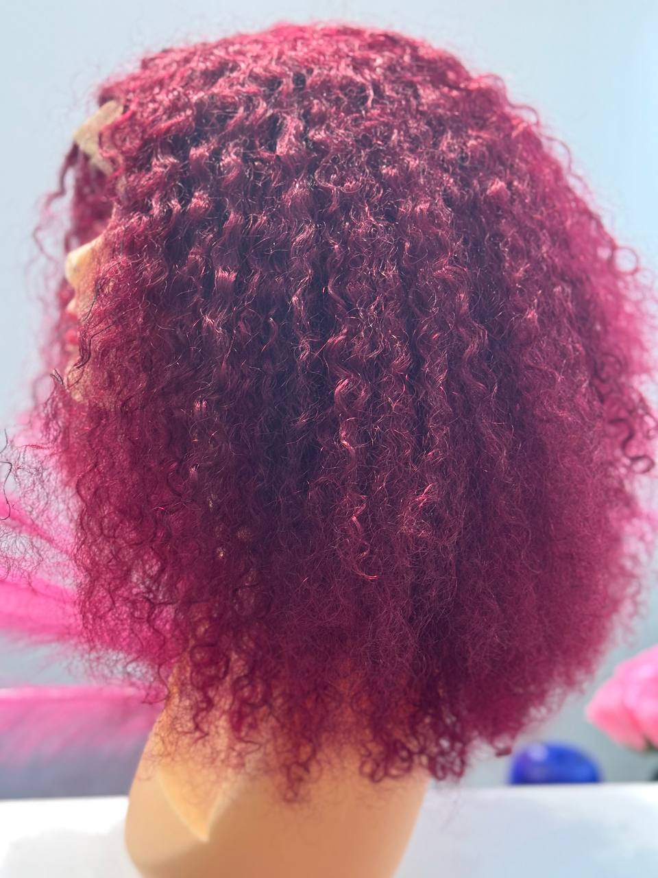 Perruque bouclée rouge avec Closure 2X6 