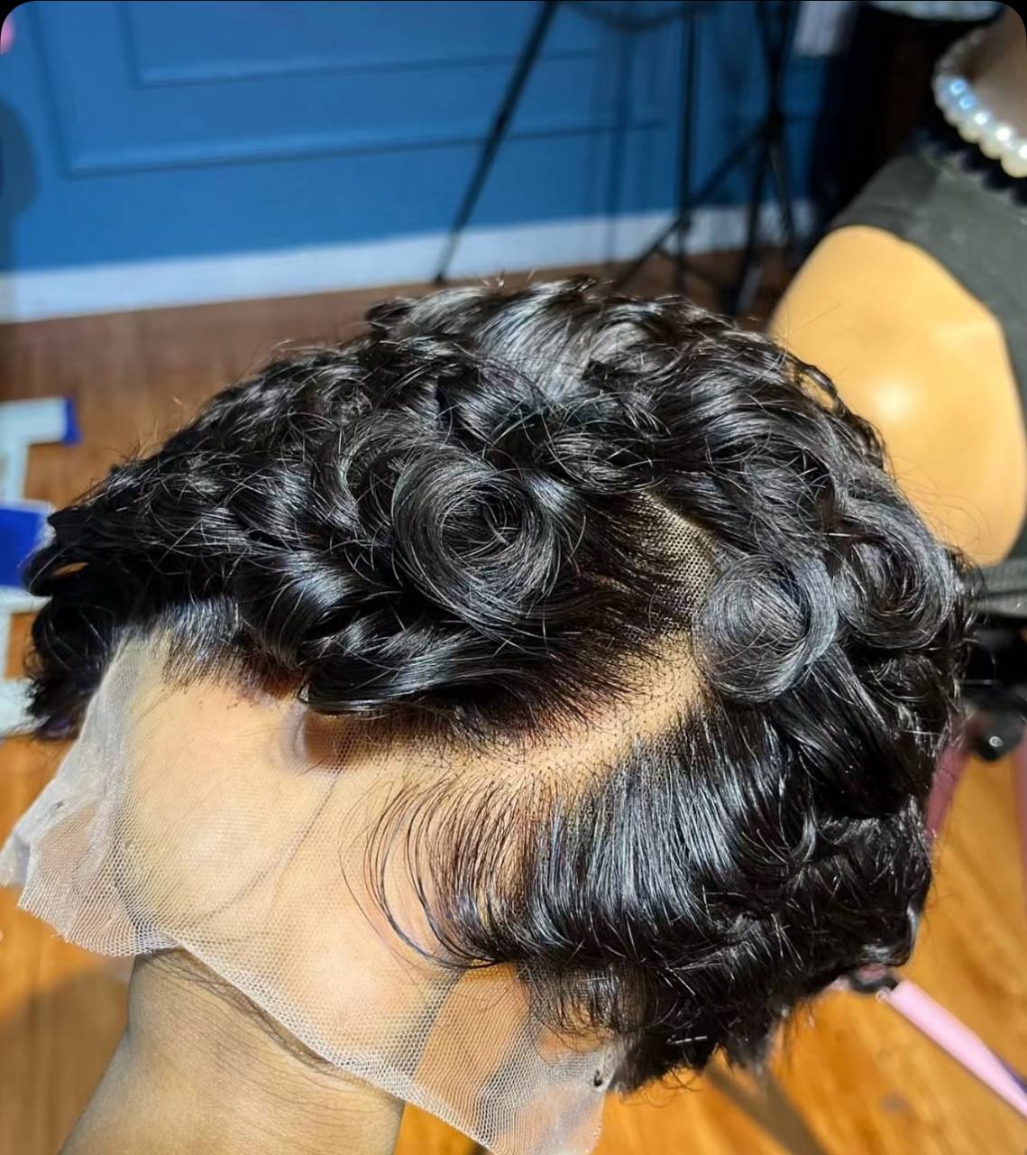 Perruque ondulée en cheveux naturels