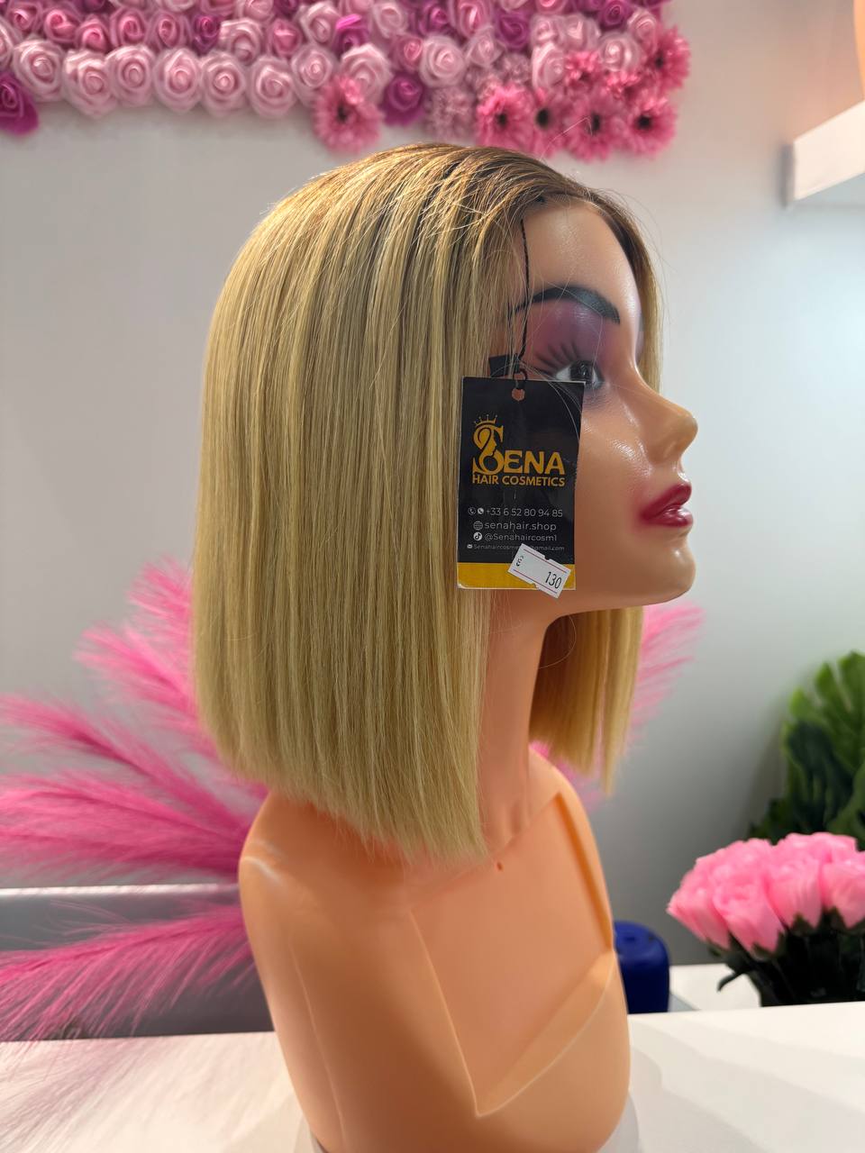 Perruque Bob Lisse Blond Miel – Lace Closure