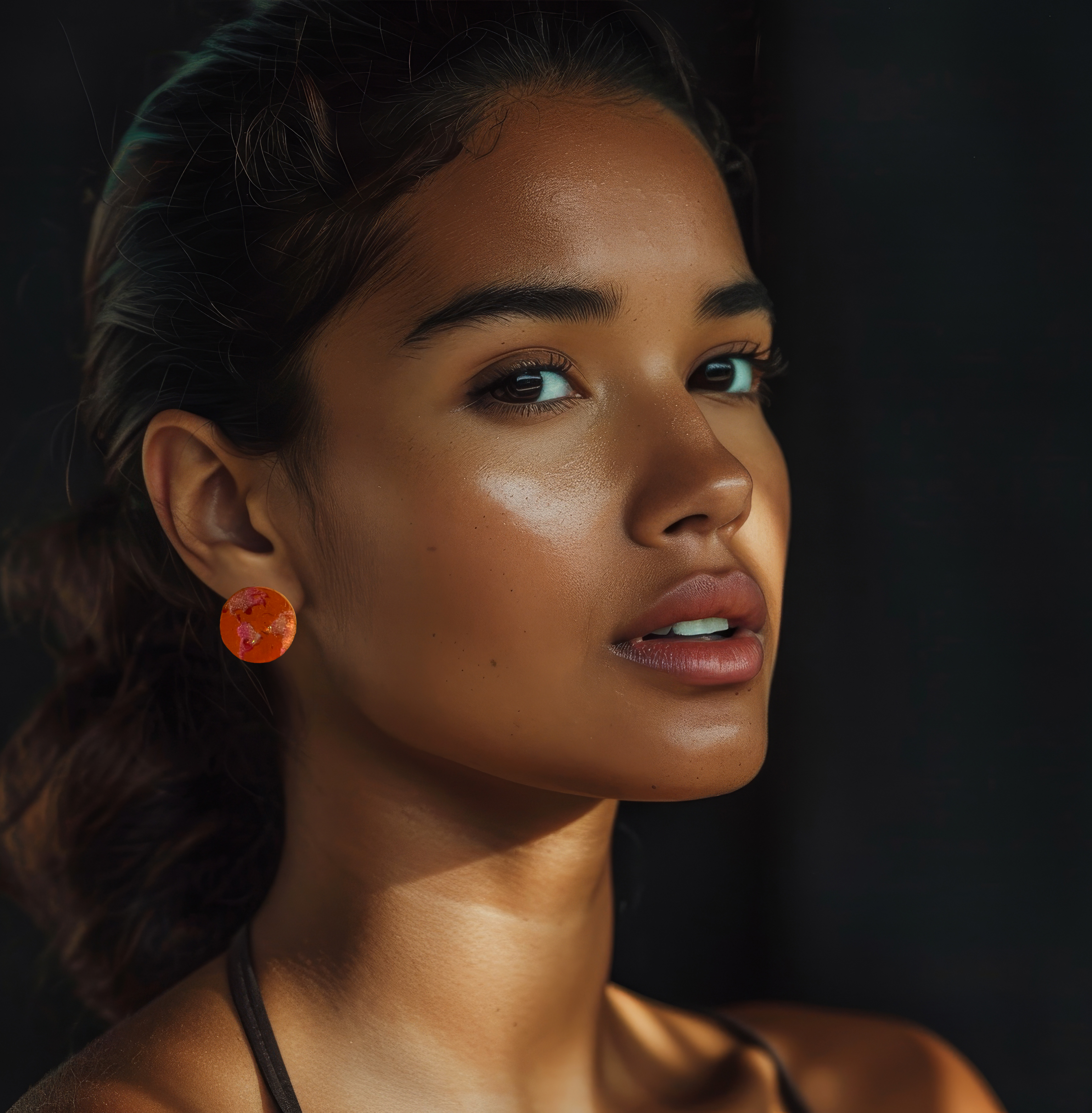 Copper & Pink Large Globe Earrings 