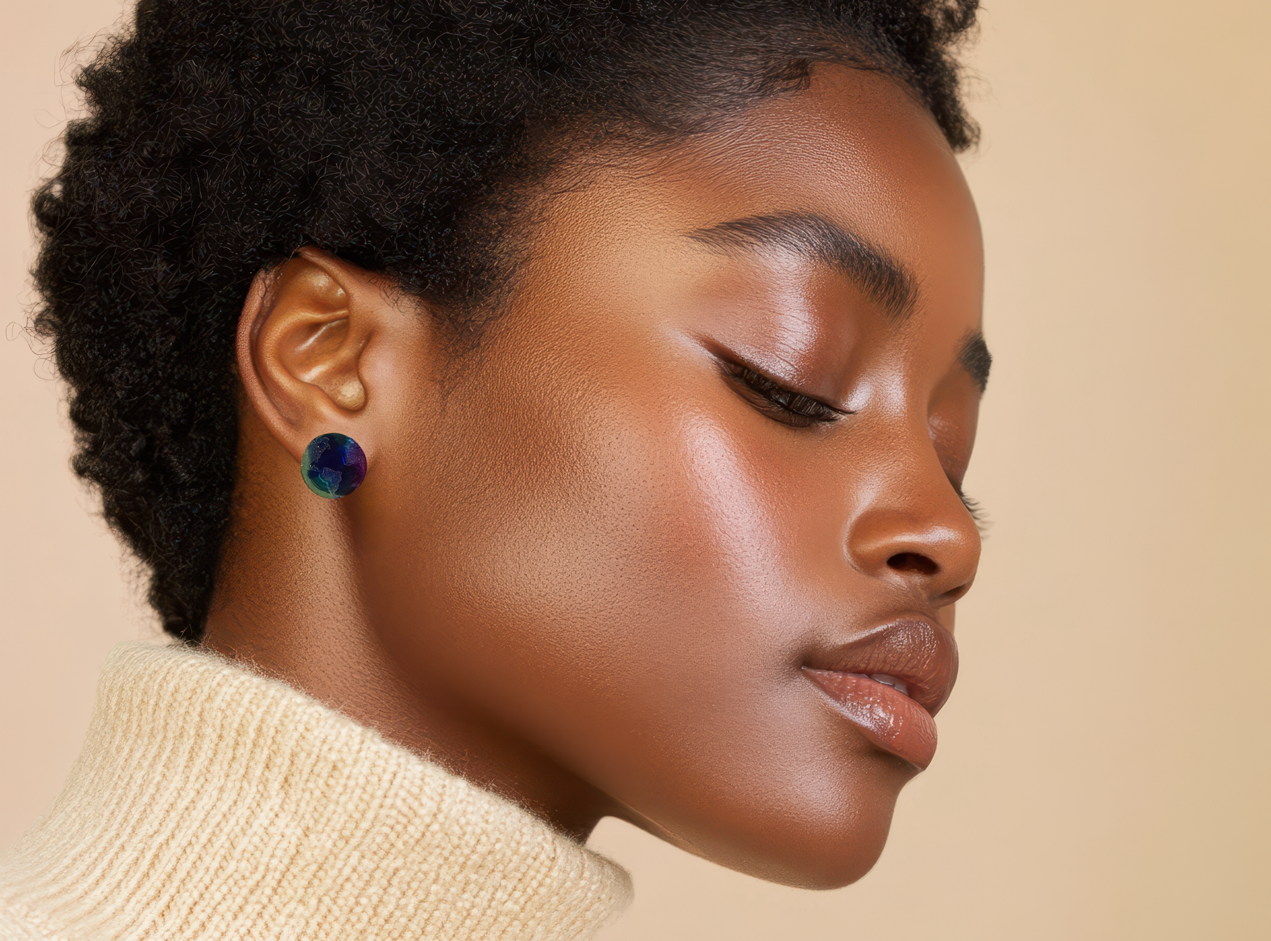 Purple, Blue & Aqua Large Globe Earrings 