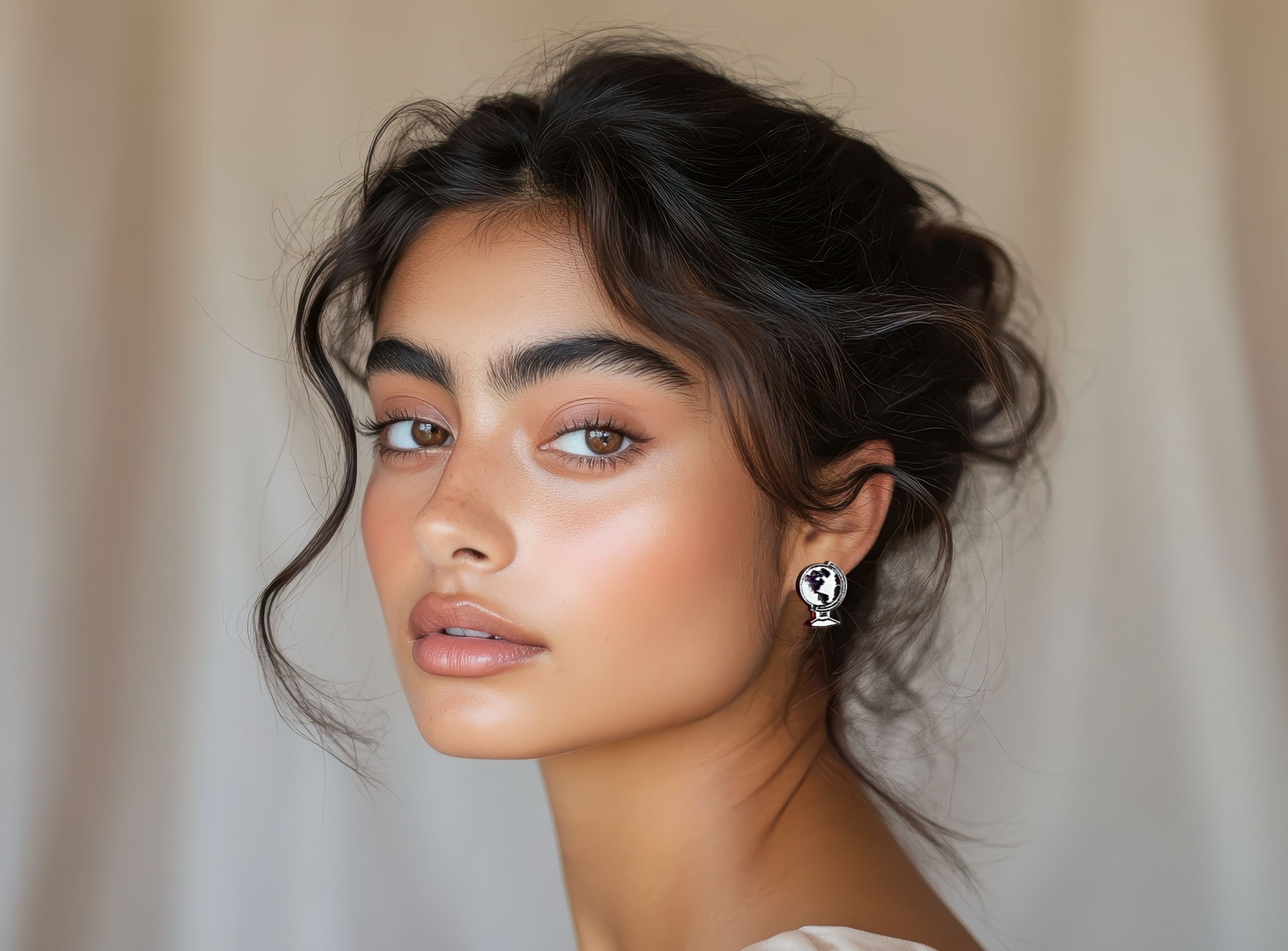 Small Silver & Ruby Globe Earrings