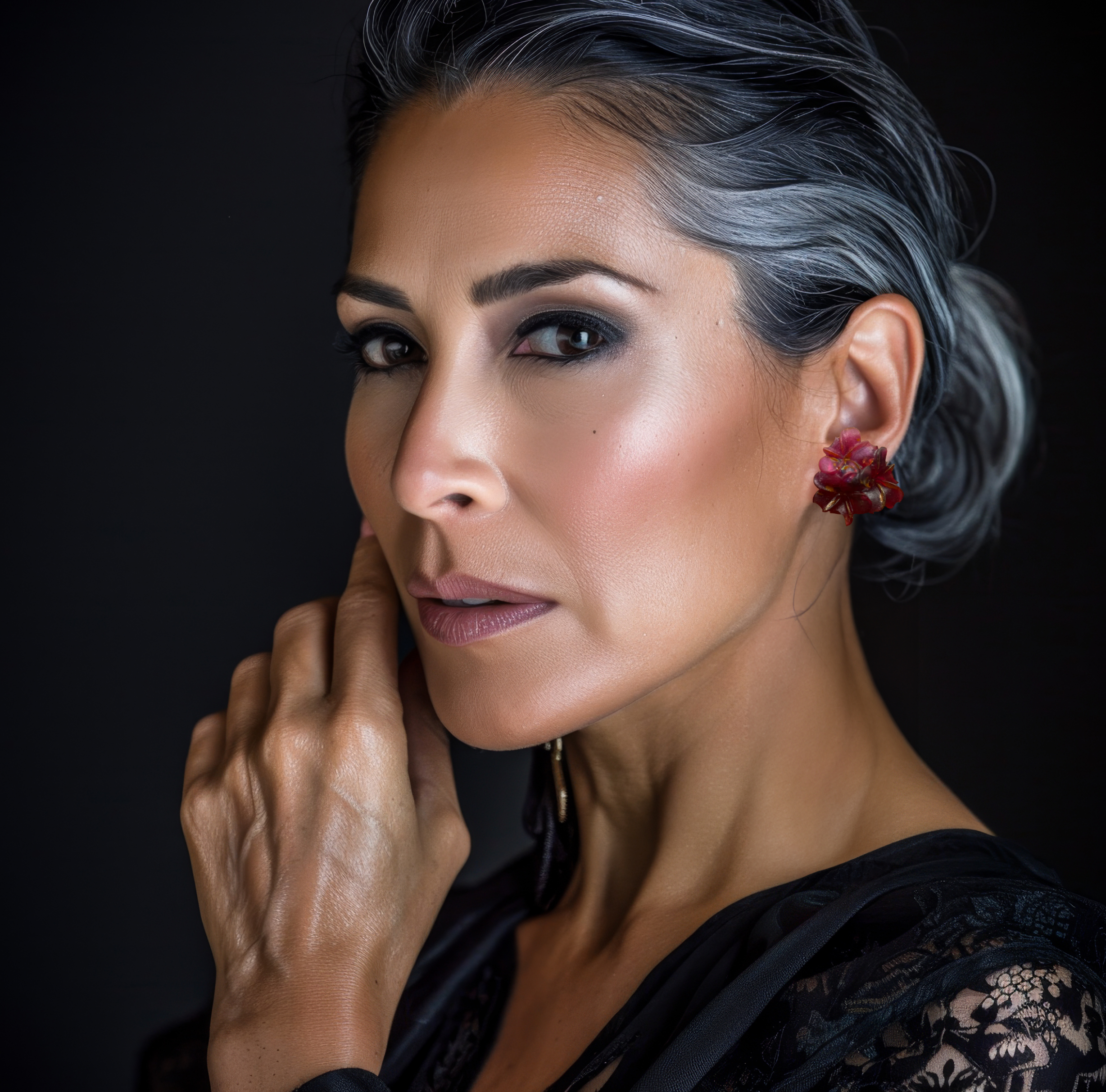 Ruby Plumeria Earrings  