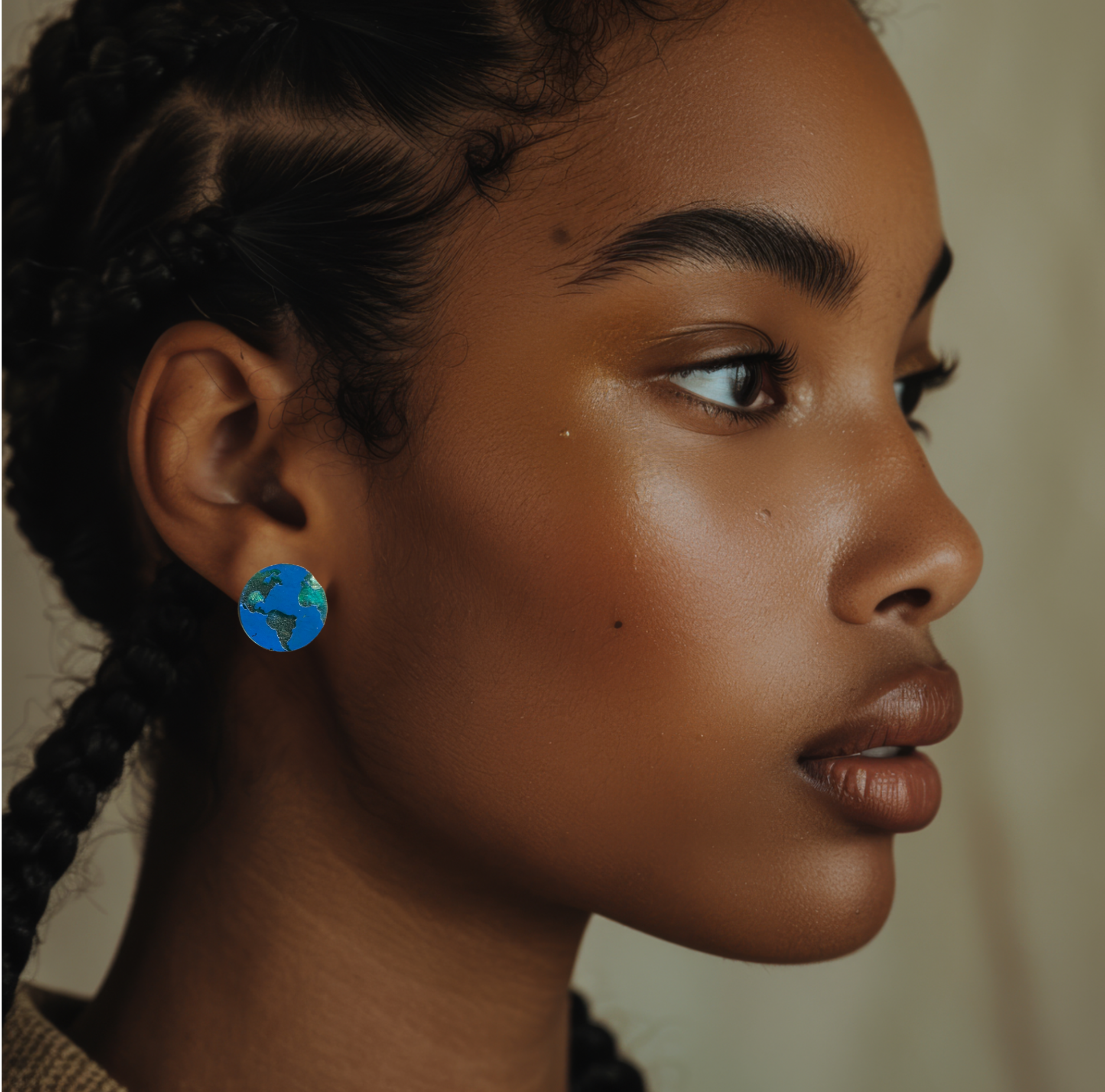 Large Blue & Green Sparkly Globe Earrings 