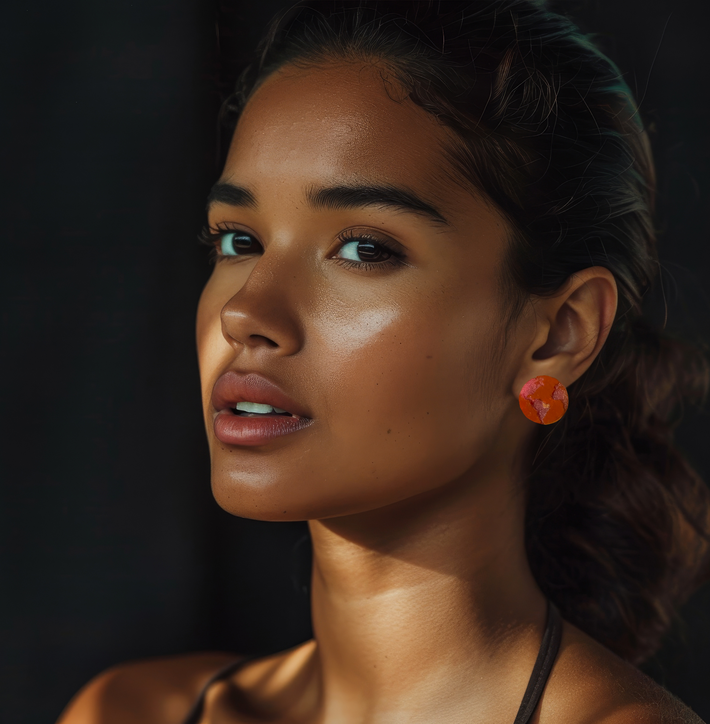 Copper & Pink Large Globe Earrings 