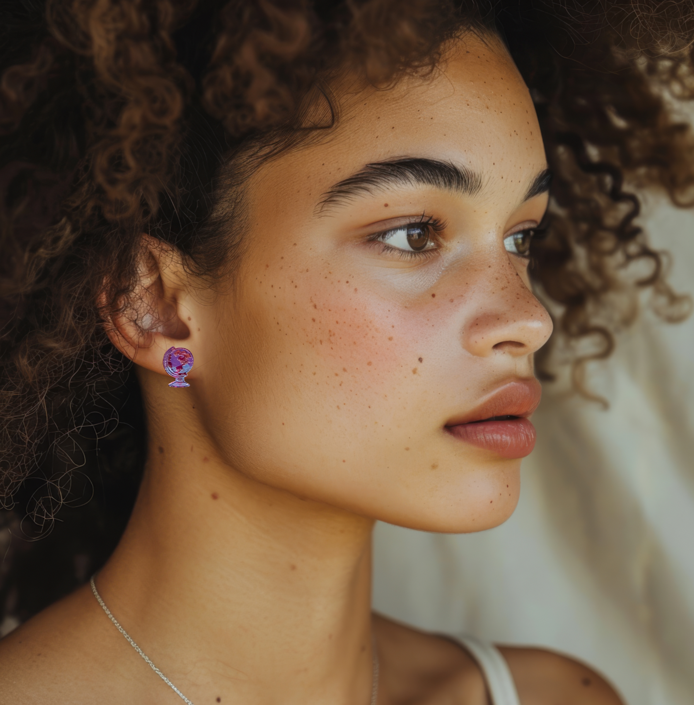 Small Purple, Blue & Pink Globe Earrings 