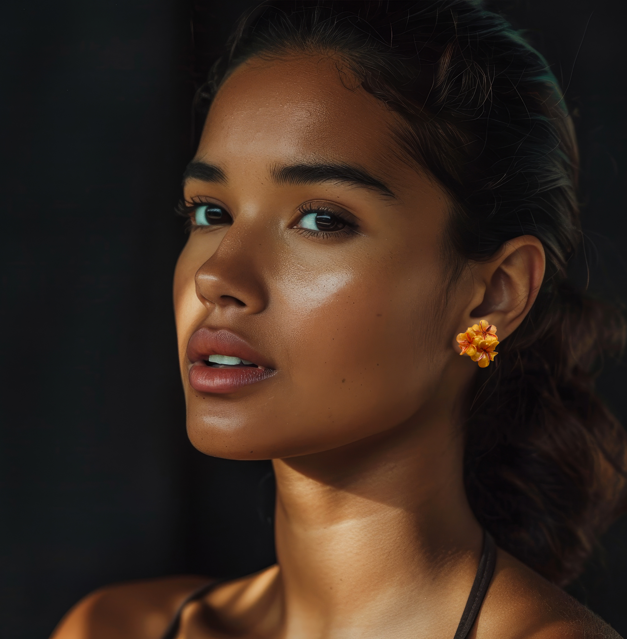Yellow & Orange Plumeria Earrings 
